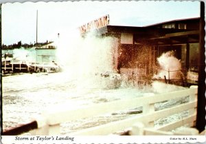 Storm at Taylor's Landing Restaurant Pier 1 Mukilteo WA Vintage Postcard I67