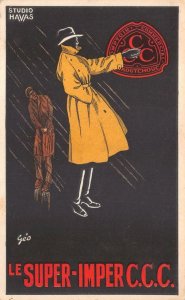 LE SUPER-IMPER C.C.C. RAINCOATS BELGIUM GEO ADVERTISING POSTCARD (c. 1910)