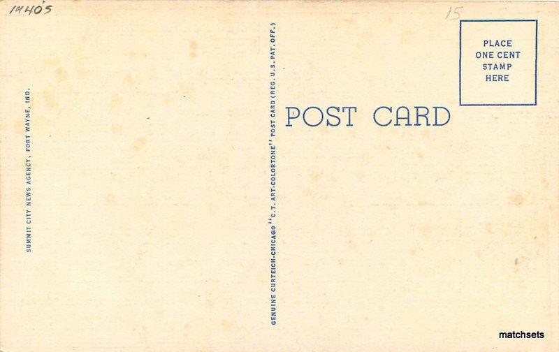 1940s Municipal Bathing Beach Fort Wayne Indiana linen Tech postcard 8814
