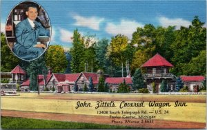 Postcard MI Taylor John Zittel's Covered Wagon Inn Route 24 Cabins 1940s S16