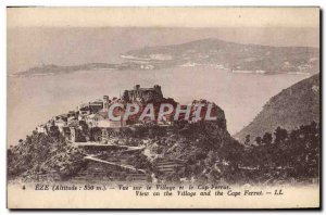 Old Postcard Eze Village View and Cap Ferrat