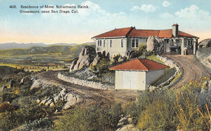 Mme. Schumann Heink Home, Grossmont near San Diego, CA c1910s Vintage Postcard