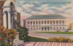 Massachusetts Boston Public Library & Phillips Brooks Monument At Copley Square