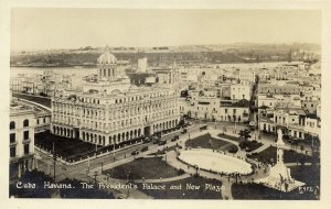 cuba, HAVANA, President's Palace and New Plaza (1930s) RPPC Postcard