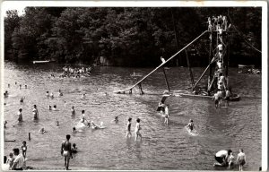 RPPC Swimming Lake, Slide at Dietz Lake, Centerpoint IN Vintage Postcard U29