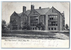 Green Bay Wisconsin WI Postcard East High School Building Exterior Scene 1907