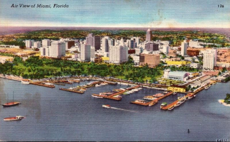 Florida Miami Aerial View 1952