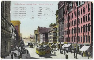 Salina Street Looking South Syracuse New York Mailed 1909