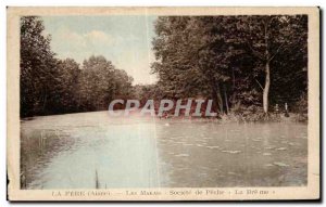 Old Postcard La Fere Aisne Marshes Society of Fishing