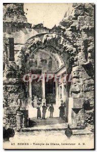 Old Postcard Temple of Diana Nimes Interior