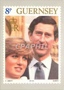 Postcard Modern Guernsey Post Office Stamp Card Lady Diana Prince Charles