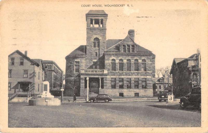 Woonsocket Rhode Island Court House Street View Antique Postcard K40112