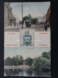 Warwickshire LEAMINGTON Heraldic Arms Town Hall & Jephson Gardens c1906 by WHS.L