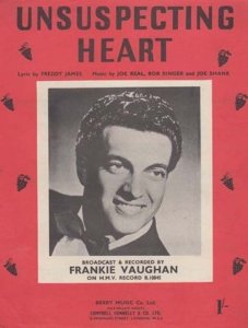 Unsuspecting Heart Frankie Vaughan 1940s Sheet Music