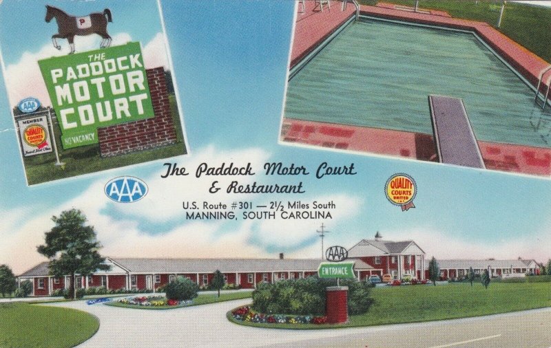 South Carolina Manning Paddock Motor Court and Restaurant 1961 sk3616