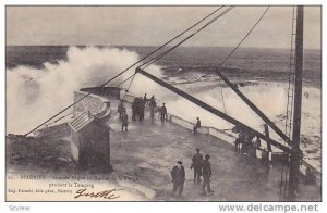 BIARRITZ, Grande VAgue au Rocher de la Vierge pendant la Temete, Pyrenees-Atl...