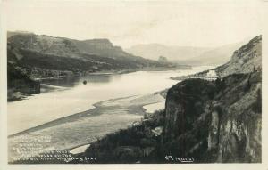 United States real photo postcard looking up the Columbia River Oregon