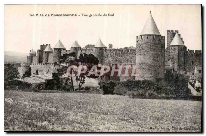 Old Postcard La Cite Carcassonne South General view