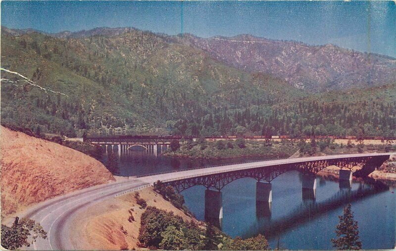 Automobile Rail Bridges Shasta Lake California Roberts #C131 Postcard 20-5077