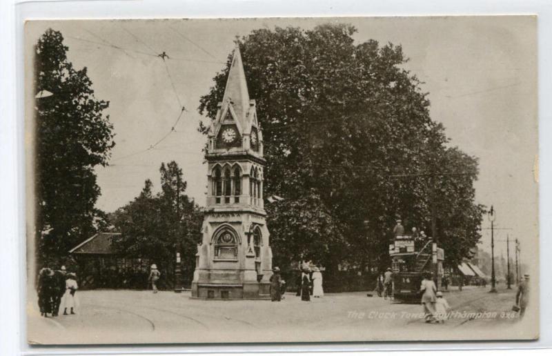 The Clock Tower Southampton Hampshire UK 1910s real photo rppc postcard
