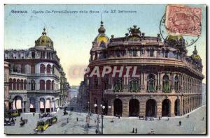 Old Postcard Genova Piazza de Ferrari Palazzo della Borsa