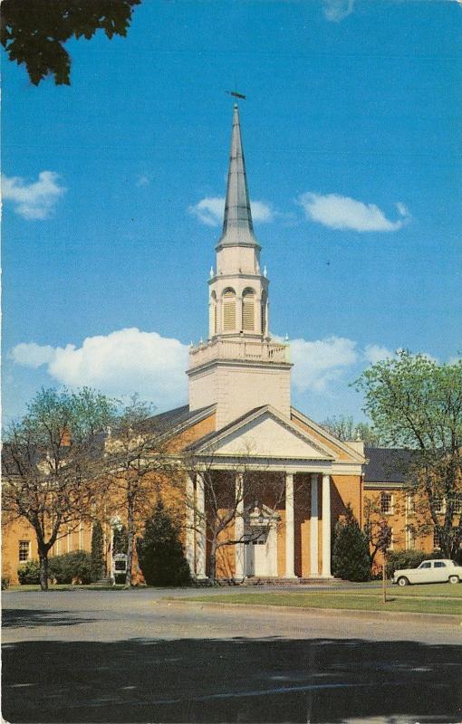 Salem Oregon~First Presbyterian Church~50s Car Parked in Front~Postcard