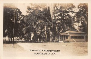 RPPC BAPTIST ENCAMPMENT MANDEVILLE LOUISIANA REAL PHOTO POSTCARD  (1940s)