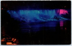 Illuminated American Falls from Queen Victoria Park, Canada - Niagara Falls, NY