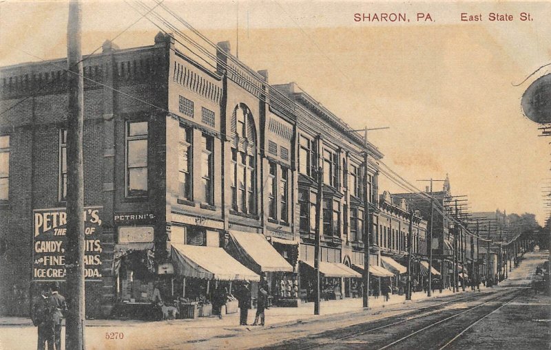 East State Street Sharon Pennsylvania 1910c postcard