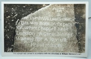 William Sherwood Gravestone Epitaph As Per His Will Vintage RP Postcard