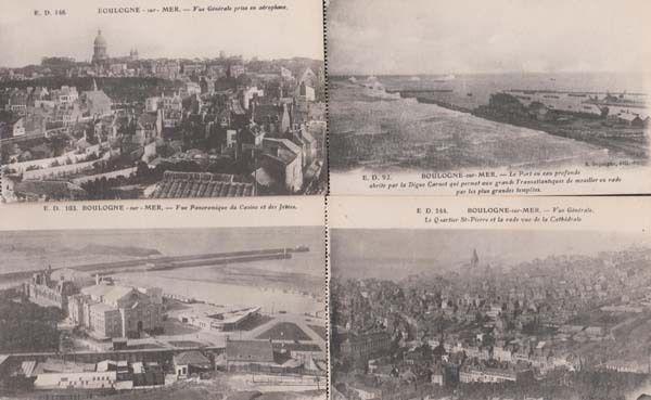 Four Stunning Aerial Birds Eye Views Boulogne 4x Antique French France Postcard