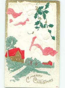 Pre-Linen Christmas HEAVILY EMBOSSED - CUPID ANGELS WITH HOLLY AB5167