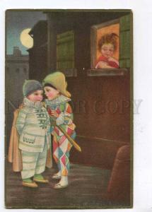 257652 ART DECO Pierrot HARLEQUIN by COLOMBO Vintage postcard