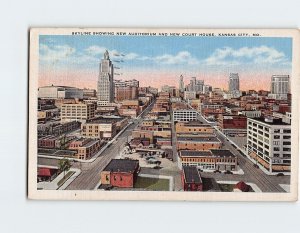 Postcard Skyline Showing New Auditorium And New Court House, Kansas City, MO