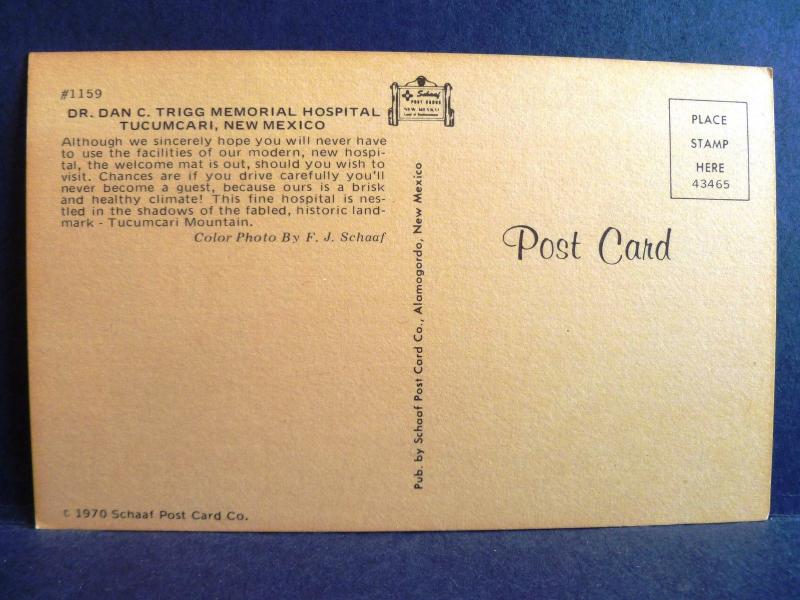 Postcard NM Tucumcari Dr. Dan C Trigg Memorial Hospital