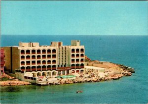 St Julian's, Malta  HOTEL CAVALIERI~Pool View & SAINT JULIAN'S BAY  4X6 Postcard