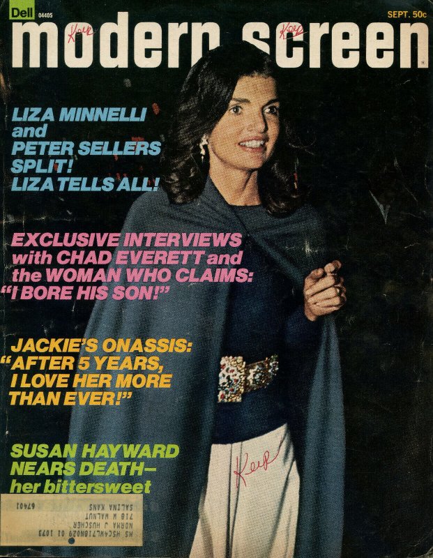 Vintage MODERN SCREEN Magazine September 1973 Jackie Onassis Elvis Presley 