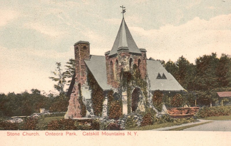 Vintage Postcard Historic Stone Church Onteora Park Catskill Mountains