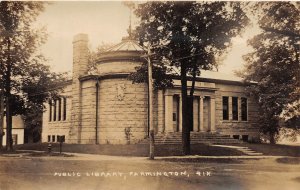 J17/ Farmington Maine RPPC Postcard c1910 Public Library Building 225