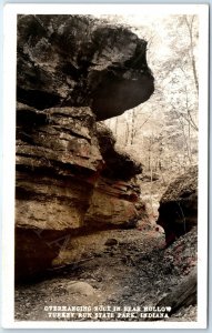 c1940s Turkey Run State Park, IN RPPC Rock Overhang Bear Hollow Real Photo A168