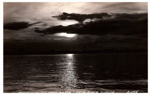 RPPC Postcard Moonlight on Lake Worth Palm Beach Florida B-1388