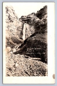 J95/ Provo Canyon Utah RPPC Postcard c1910 Bridalveil Waterfall 54