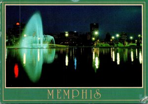 Tennessee Memphis Skyline At Night From Mud Island