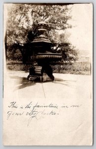 Spokane WA RPPC Park Fountain And Horse Trough With Dog Bowl 1909 Postcard T25