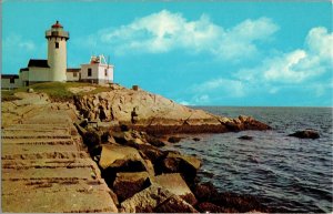 Eastern Point Light and Breakwater Gloucester MA Vintage Postcard H06