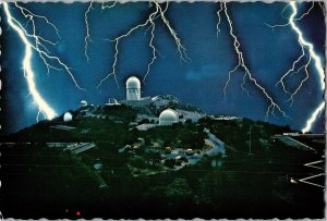 Tucson Arizona, Kitt Peak Observatory, Night Lightning Vintage 4x6 Postcard CB14