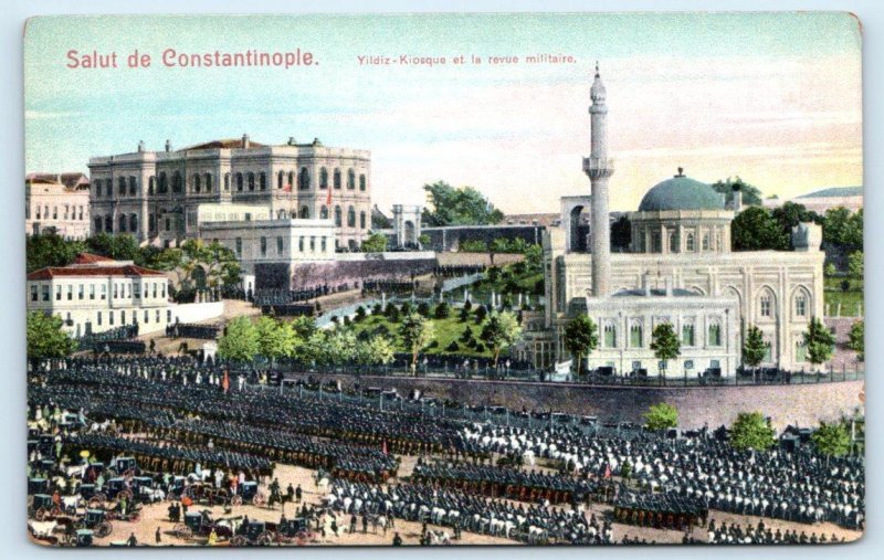 CONSTANTINOPLE, Turkey ~ MILITARY REVIEW  c1910s Postcard