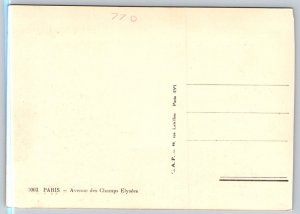 RPPC  Paris  France  Champs Elysees Avenue    Postcard