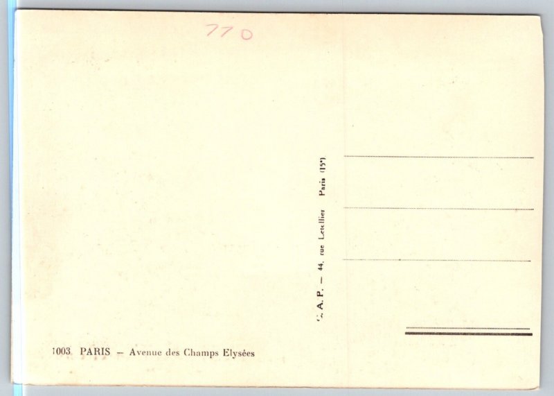 RPPC  Paris  France  Champs Elysees Avenue    Postcard