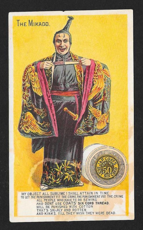 VICTORIAN TRADE CARD Coat's Thread The Mikado